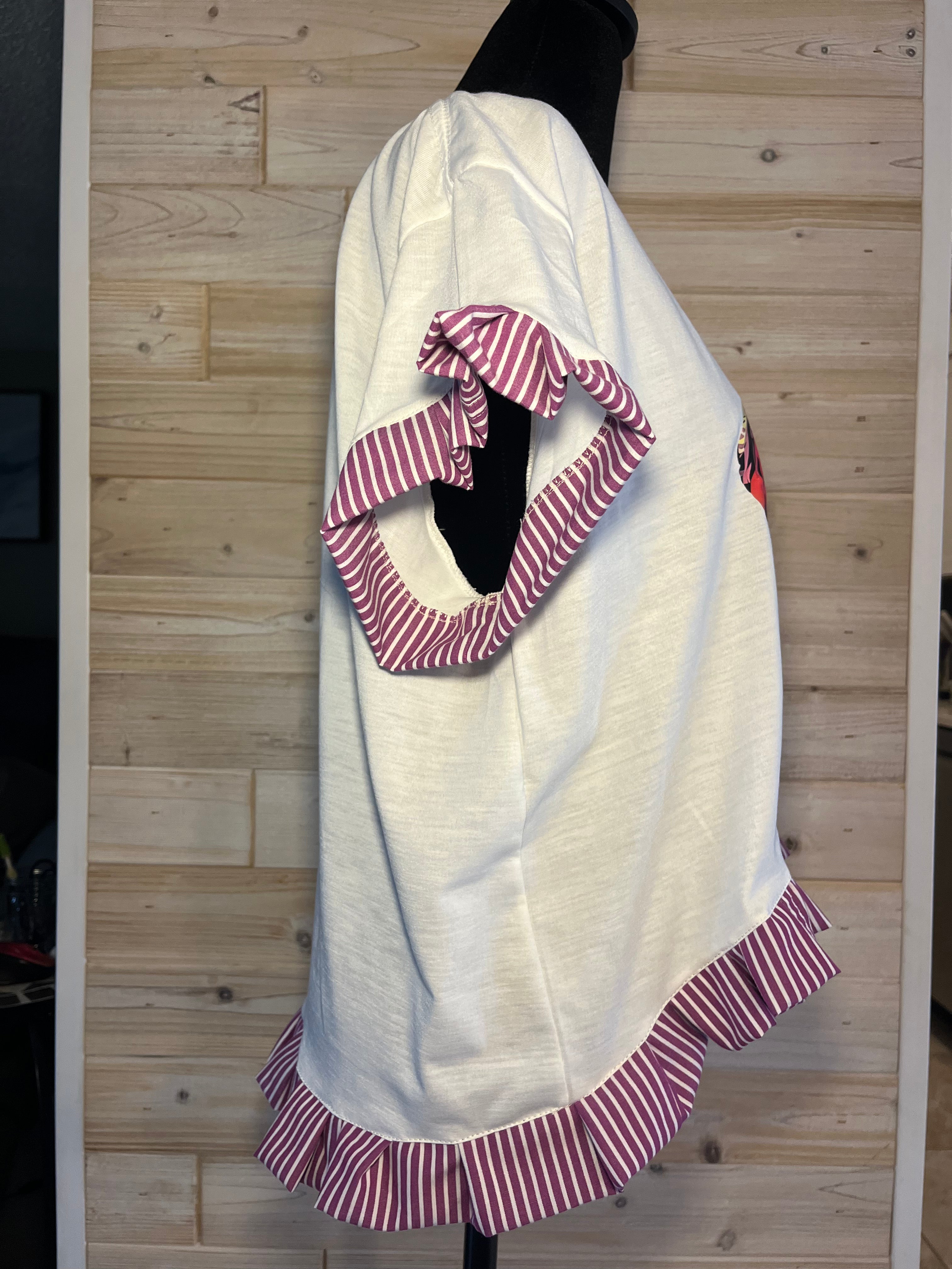 Upcycled T-shirt - Tupac Ruffle Crop Top - L