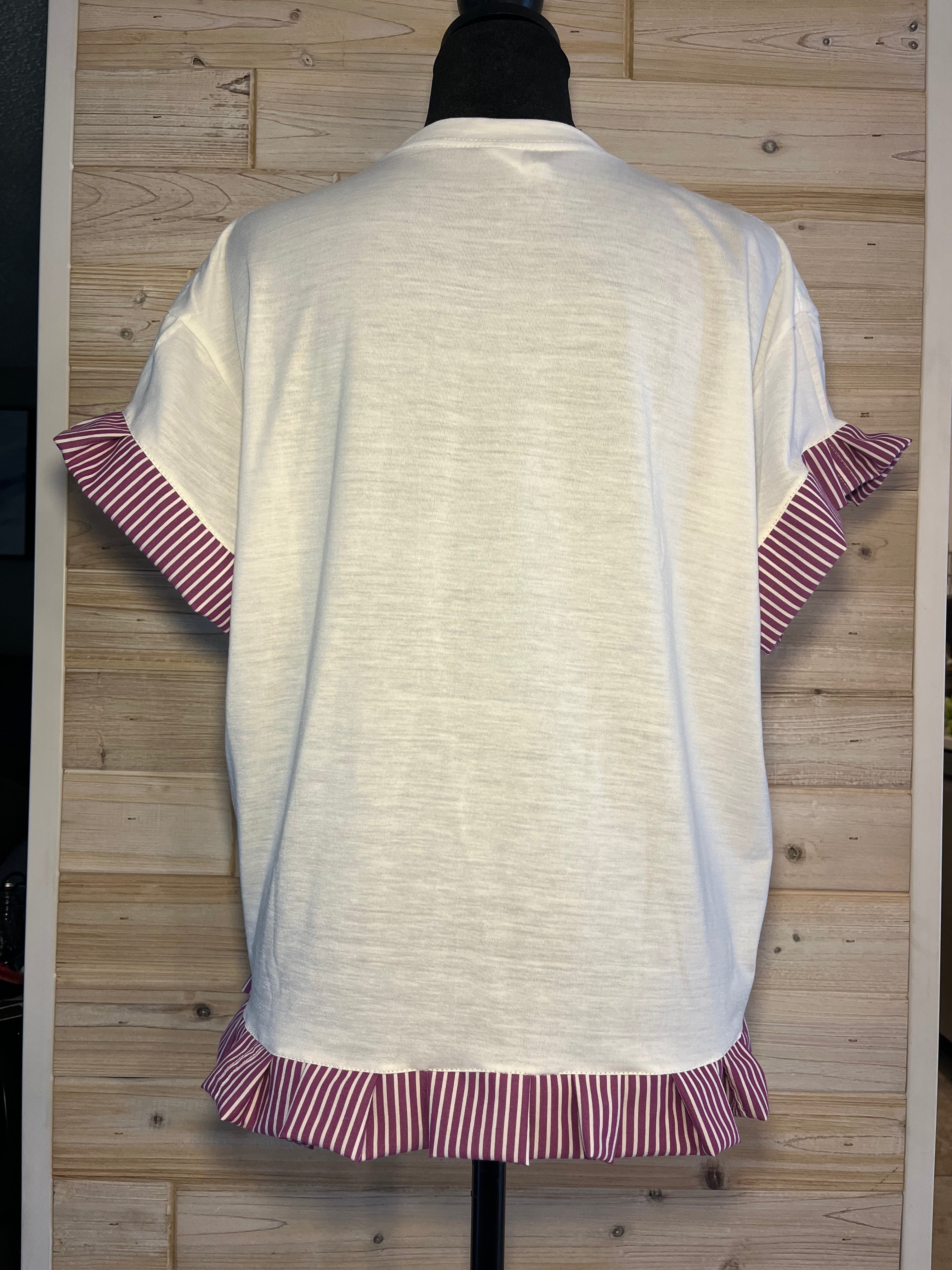 Upcycled T-shirt - Tupac Ruffle Crop Top - L