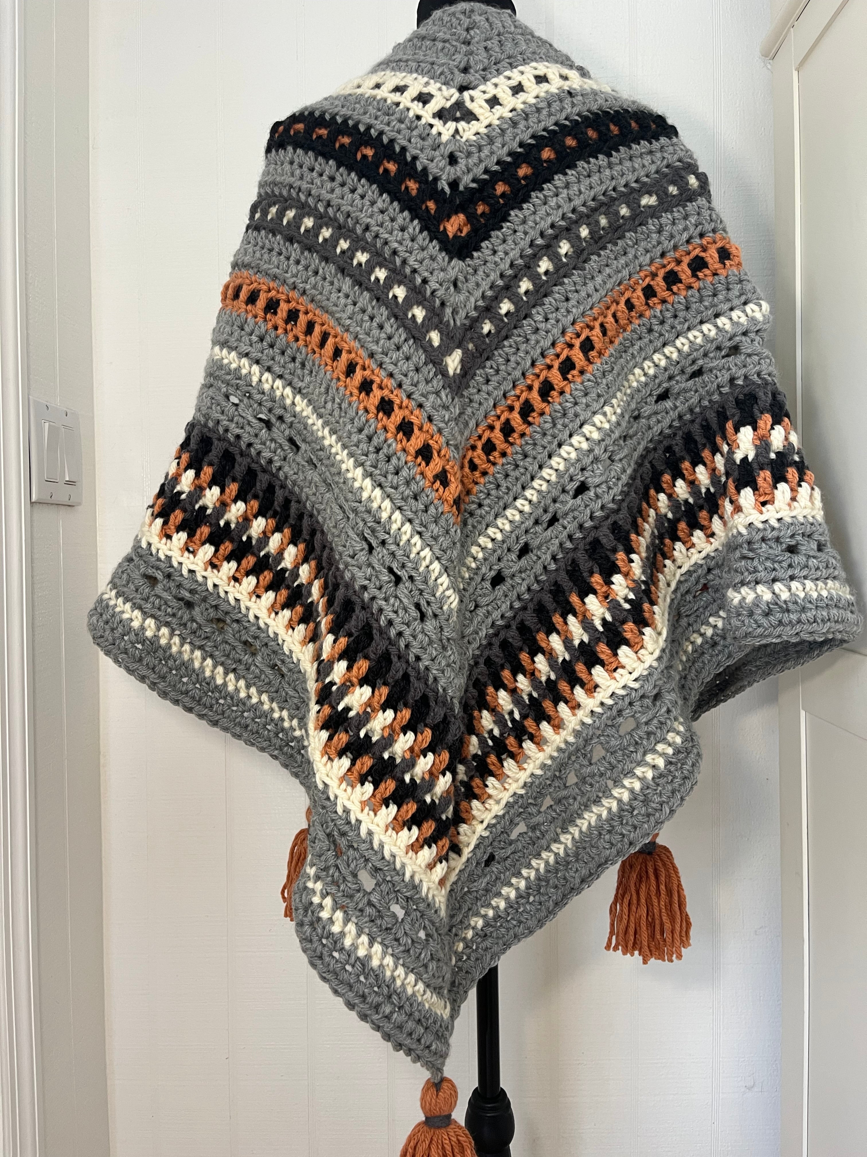 Bulky Crochet Shawl with Tassels