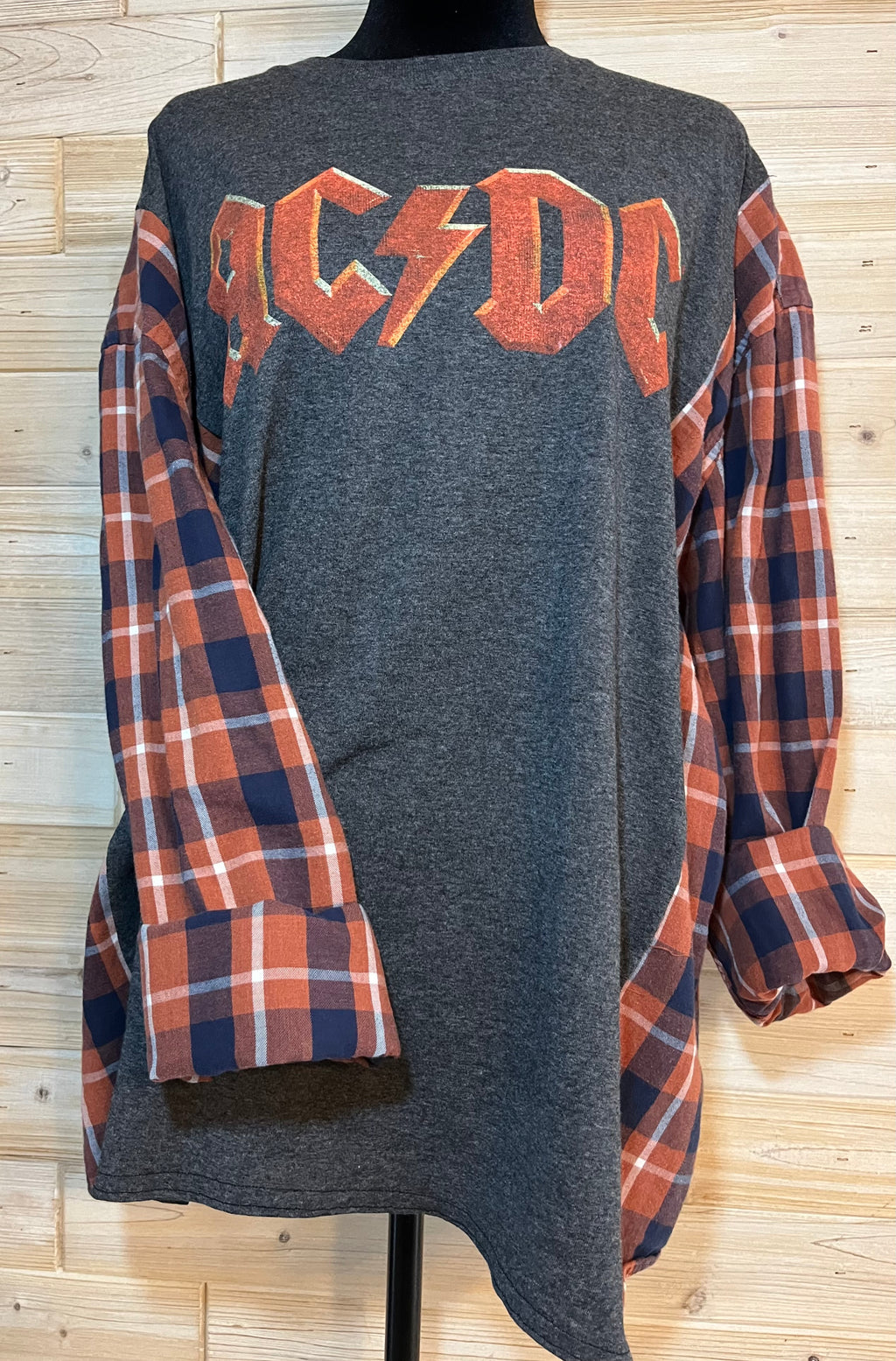 One-of-a-Kind Upcycled AC/DC Long Sleeve T-shirt - One Size XL