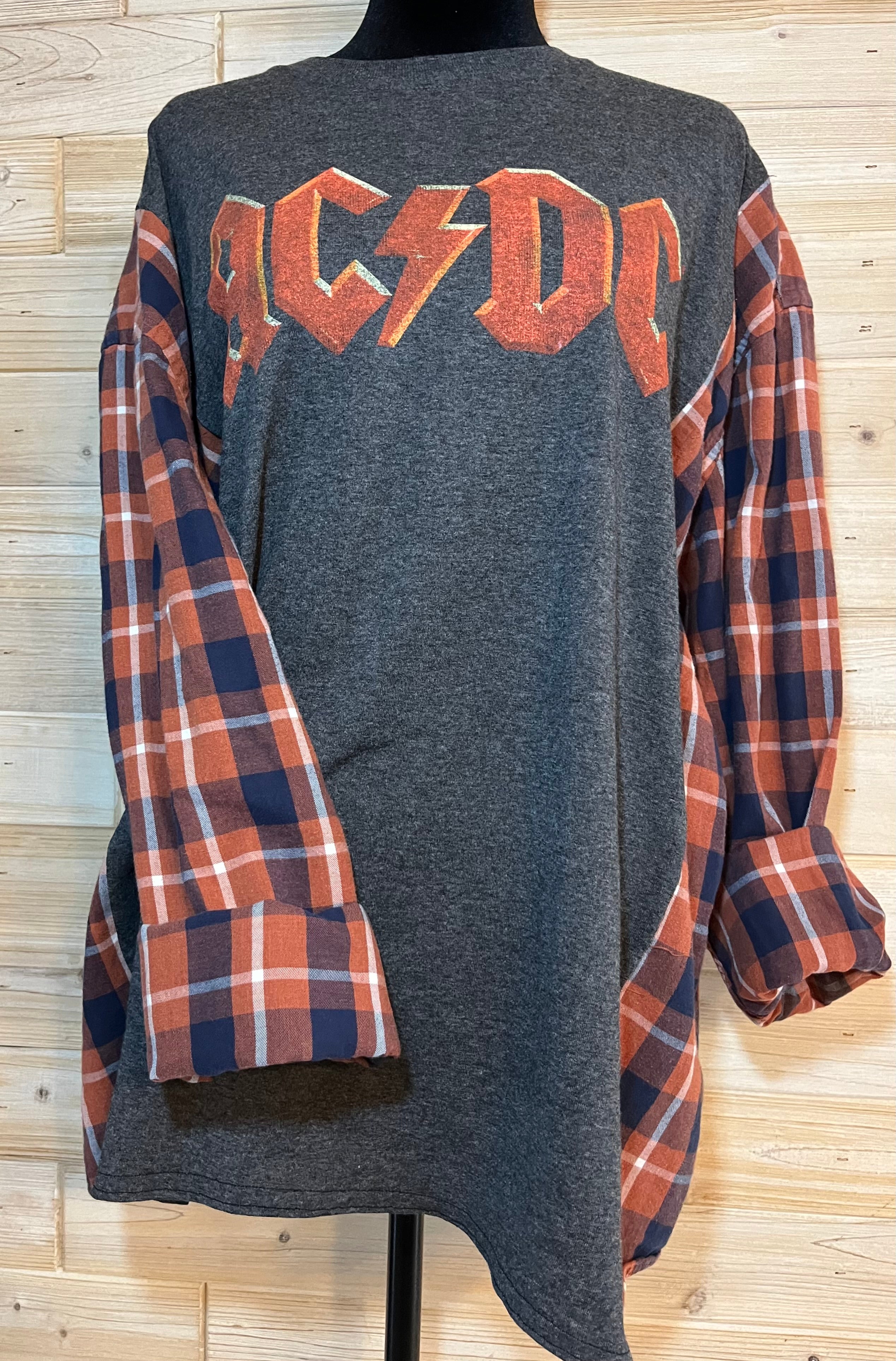 One-of-a-Kind Upcycled AC/DC Long Sleeve T-shirt - One Size XL