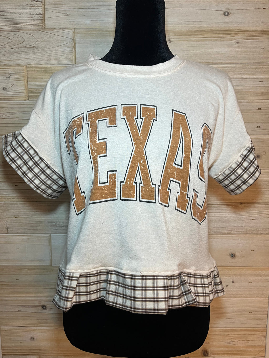 One-of-a-Kind Upcycled Texas Cropped Ruffle T-shirt - M