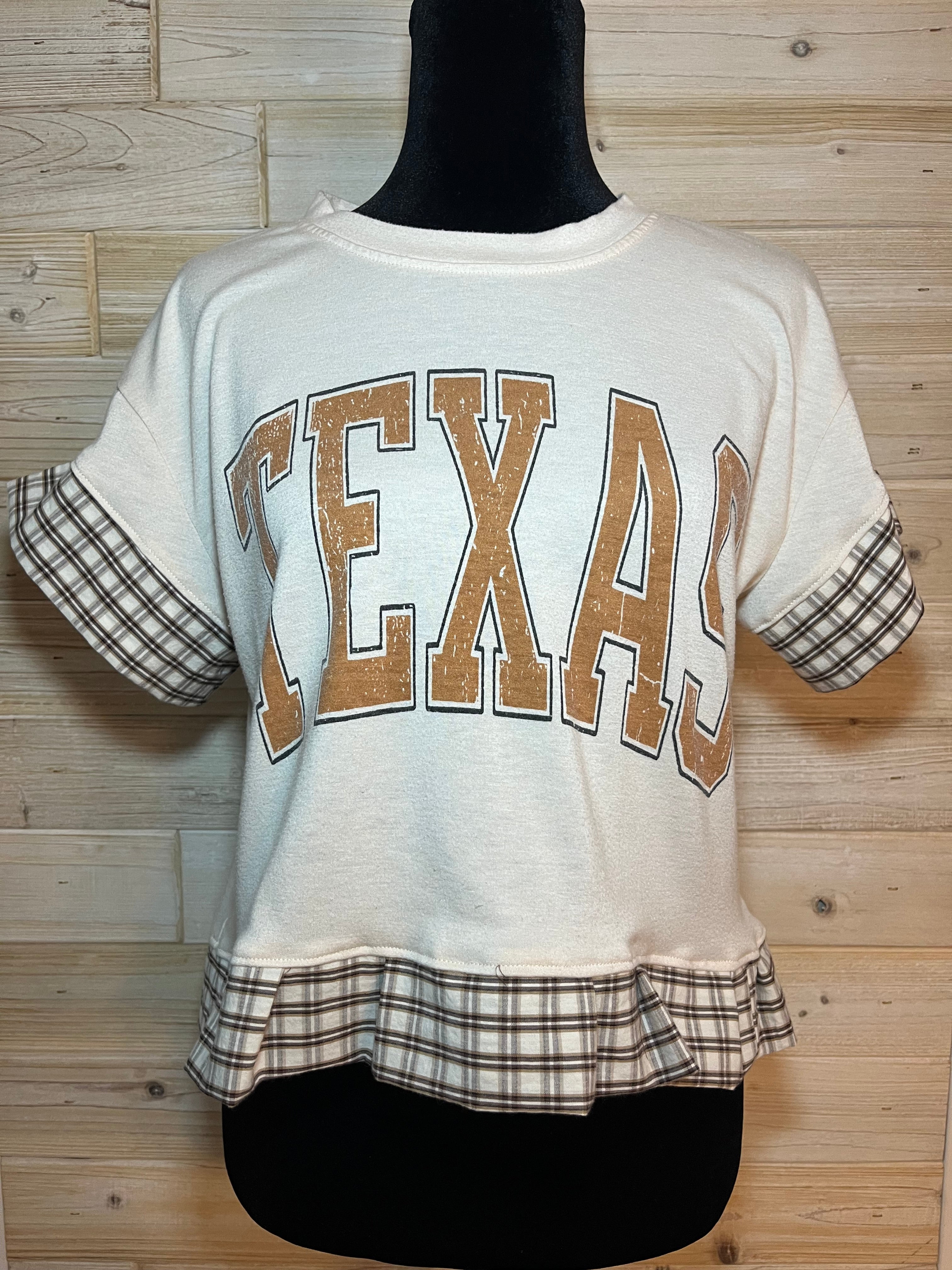 One-of-a-Kind Upcycled Texas Cropped Ruffle T-shirt - M