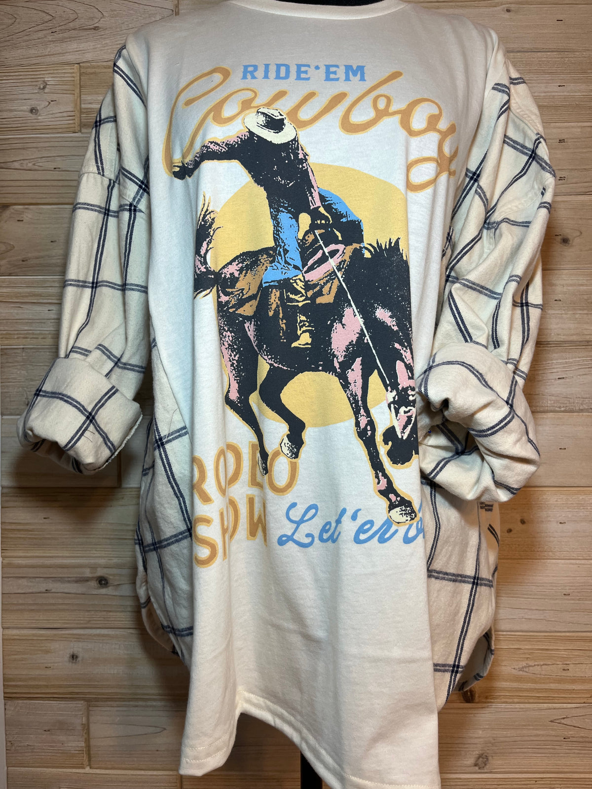 One-of-a-Kind Upcycled Long Sleeve Cowboy T-shirt - One Size XL