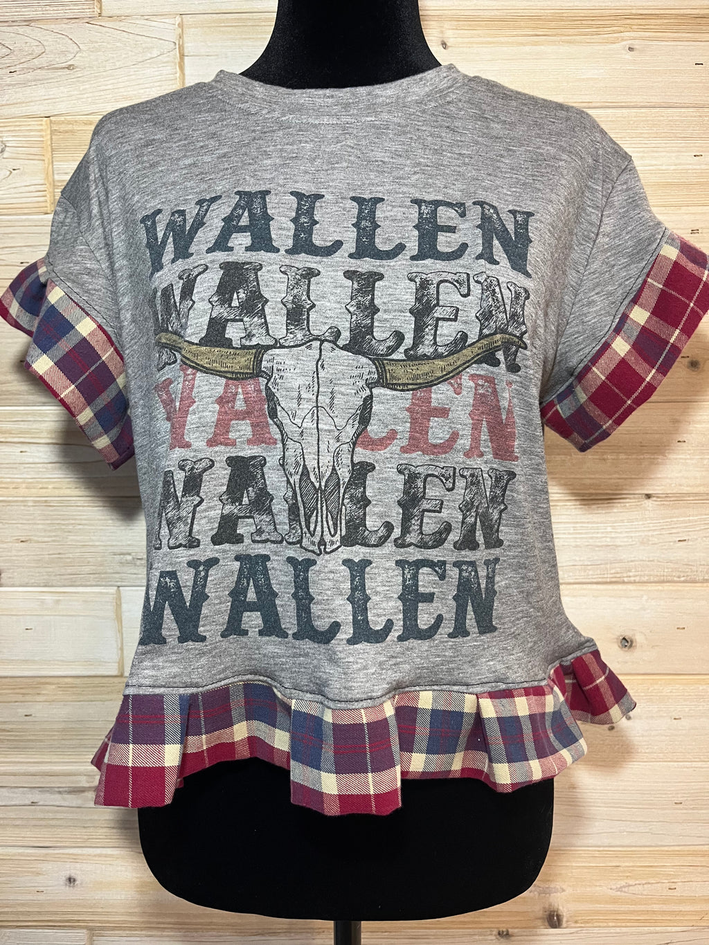 One-of-a-Kind Upcycled Morgan Wallen Cropped Ruffle T-shirt - M