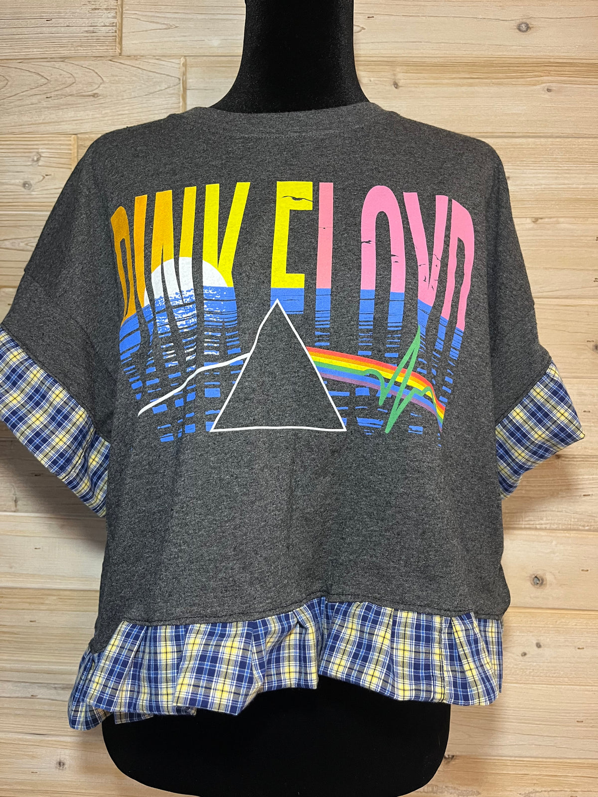 One-of-a-Kind Upcycled Pink Floyd Cropped Ruffle T-shirt - L