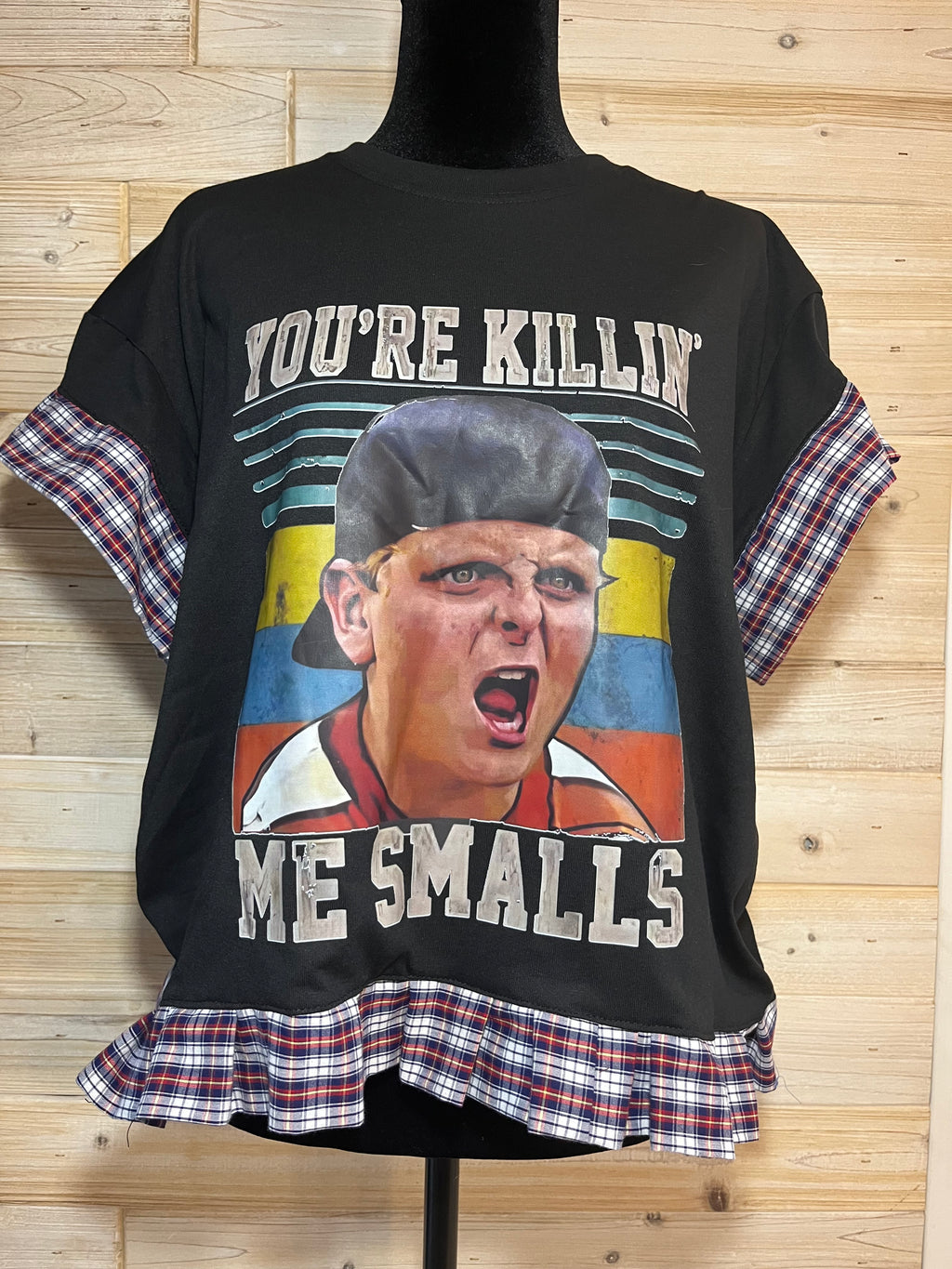 One-of-a-Kind Upcycled “Smalls” Cropped Ruffle T-shirt - L