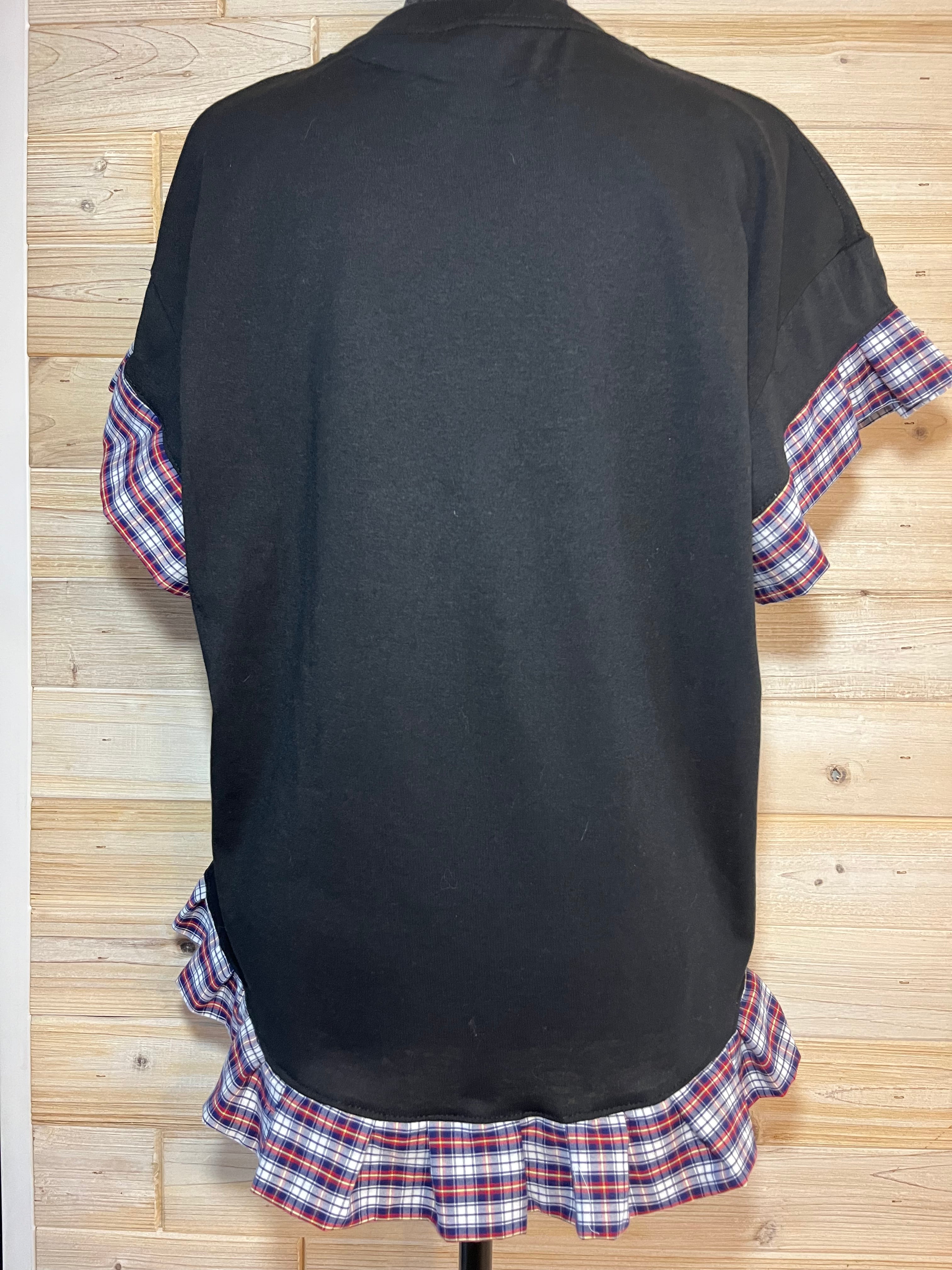 One-of-a-Kind Upcycled “Smalls” Cropped Ruffle T-shirt - L
